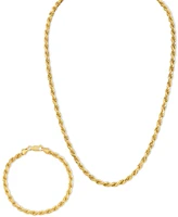 Esquire Men's Jewelry 2-Pc. Set 22" Rope Link Chain Necklace & Matching Bracelet, Created for Macy's