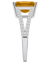 Macy's Citrine and Diamond Accent Ring 14K White Gold