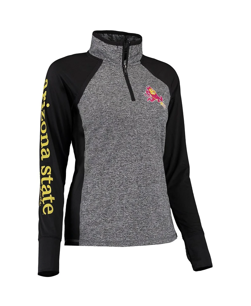 Women's Gray and Black Arizona State Sun Devils Finalist Quarter-Zip Pullover Jacket