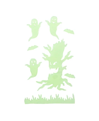 Glow in the Dark Evil Tree and Ghosts Halloween Gel Window Clings