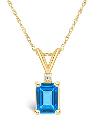 Topaz (1-1/3 ct. t.w.) and Diamond Accent Pendant Necklace 14K Yellow Gold or White