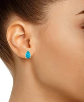 Blue Topaz (2-3/4 ct. t.w.) and Diamond Accent Stud Earrings 14K Yellow Gold or White