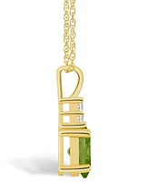 Macy's Peridot (1-1/3 Ct. T.w.) and Diamond (1/10 Ct. T.w.) Pendant Necklace in 14K Yellow Gold