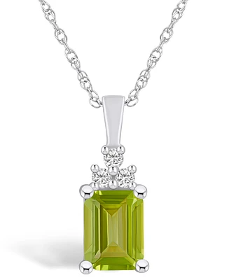 Macy's Peridot (1-3/4 Ct. T.w.) and Diamond (1/10 Ct. T.w.) Pendant Necklace in 14K White Gold