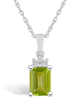 Macy's Peridot (1-3/4 Ct. T.w.) and Diamond (1/10 Ct. T.w.) Pendant Necklace in 14K White Gold