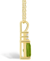 Macy's Peridot (1-3/4 Ct. T.w.) and Diamond (1/10 Ct. T.w.) Pendant Necklace in 14K Yellow Gold