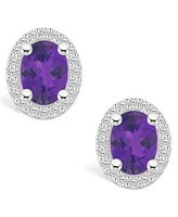 Macy's Amethyst (2-3/8 ct. t.w.) and Diamond (3/8 ct. t.w.) Halo Stud Earrings in 14K White Gold