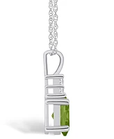 Macy's Peridot (1-1/3 Ct. T.w.) and Diamond (1/10 Ct. T.w.) Pendant Necklace in 14K White Gold