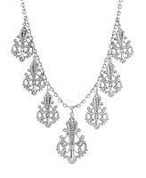 2028 Silver-Tone Filigree Teardrops Chain Necklace