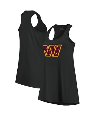 Women's Majestic Threads Black Washington Commanders Bling Scoop Neck Racerback Tank Top
