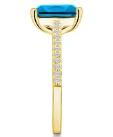 Macy's Blue Topaz (4-1/4 ct. t.w.) and Diamond (1/4 Ring 14K Yellow Gold