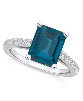 Macy's London Blue Topaz (4-1/4 ct. t.w.) and Diamond (1/4 Ring 14K White Gold