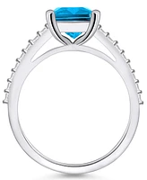 Macy's Blue Topaz (4-1/4 ct. t.w.) and Diamond (1/4 Ring 14K White Gold