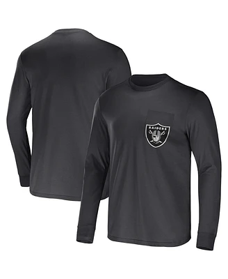 Men's Nfl x Darius Rucker Collection by Fanatics Charcoal Las Vegas Raiders Team Long Sleeve T-shirt