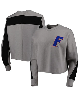 Women's Gameday Couture Gray Florida Gators Back To Reality Colorblock Pullover Sweatshirt
