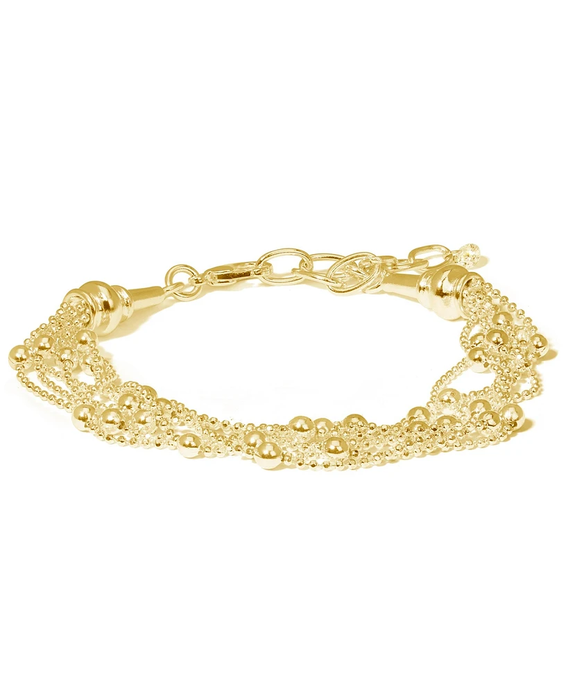 Macy's Beaded Multi Strand Bracelet in Silver Plate or 18k Gold Plate