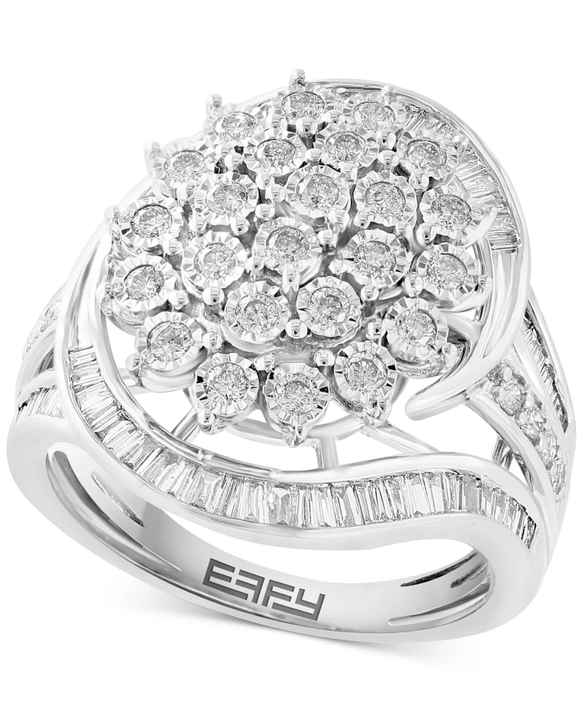 Effy Diamond Round & Baguette Cluster Swirl Ring (7/8 ct. t.w.) 14k Gold