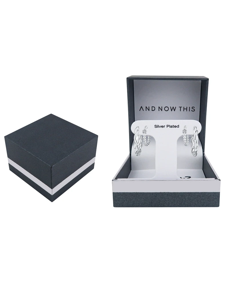 And Now This Duo Crystal and High Polished Earring Hoop, Set of 2