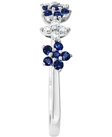 Lali Jewels Sapphire (3/8 ct. t.w.) & Diamond (1/6 ct. t.w.) Flower Band in 14k White Gold