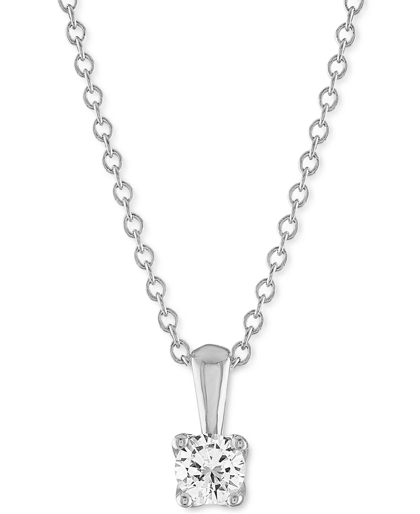 Alethea Certified Diamond 18" Pendant Necklace (1/3 ct. t.w.) in 14k White Gold featuring diamonds with the De Beers Code of Origin, Created for Macy'