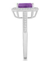 Macy's Amethyst (1-3/5 ct. t.w.) and Diamond (1/5 Halo Ring Sterling Silver