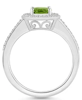 Macy's Peridot (1-1/3 ct. t.w.) and Diamond (1/5 Halo Ring Sterling Silver