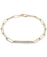 Diamond Bar Paperclip Link Bracelet (1/6 ct. t.w.) in 14k Gold-Plated Sterling Silver, Created for Macy's