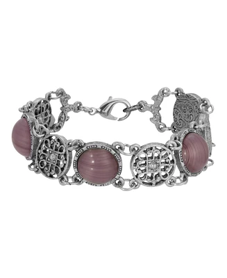 2028 Pewter Round Flower Multi-Loop Round Filigree Bracelet