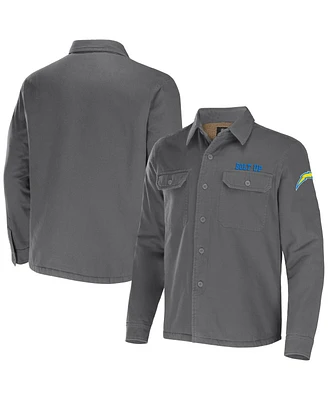 Men's Nfl x Darius Rucker Collection by Fanatics Gray Los Angeles Chargers Canvas Button-Up Shirt Jacket