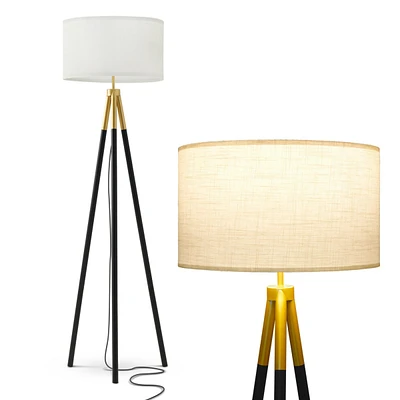 Levi Modern Led Tripod Gold Floor Lamp with Drum Shade (61"), Bulb Included