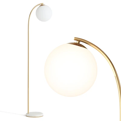 Luna Drop 75" Led Contemporary Floor Lamp with Marble Base Frosted Glass Globe