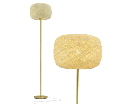 Brightech Rowan 60" Led Standing Floor Lamp with Threaded Twine Shade