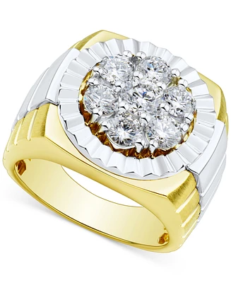 Grown With Love Men's Lab Diamond Cluster Ring (2 ct. t.w.) 10k Two-Tone Gold