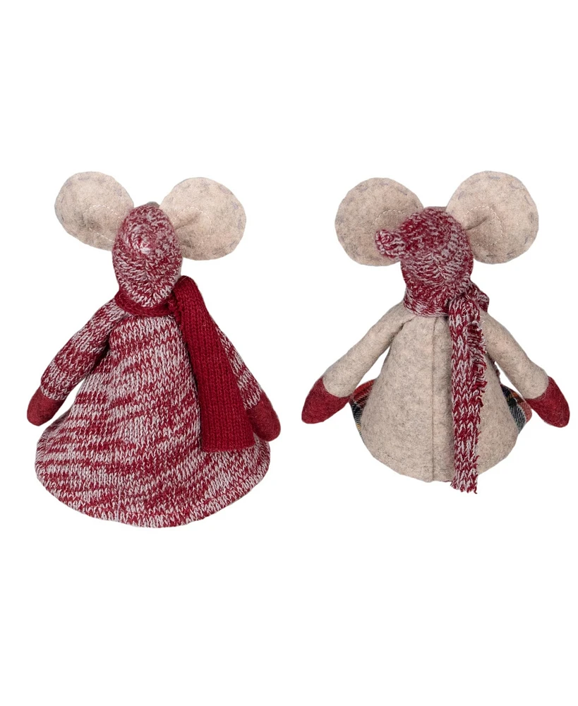 Northlight 17" Boy and Girl Sitting Plush Christmas Mice Figures, Set of 2