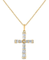Diamond Round & Baguette Cross 18" Pendant Necklace (1/2 ct. t.w.)