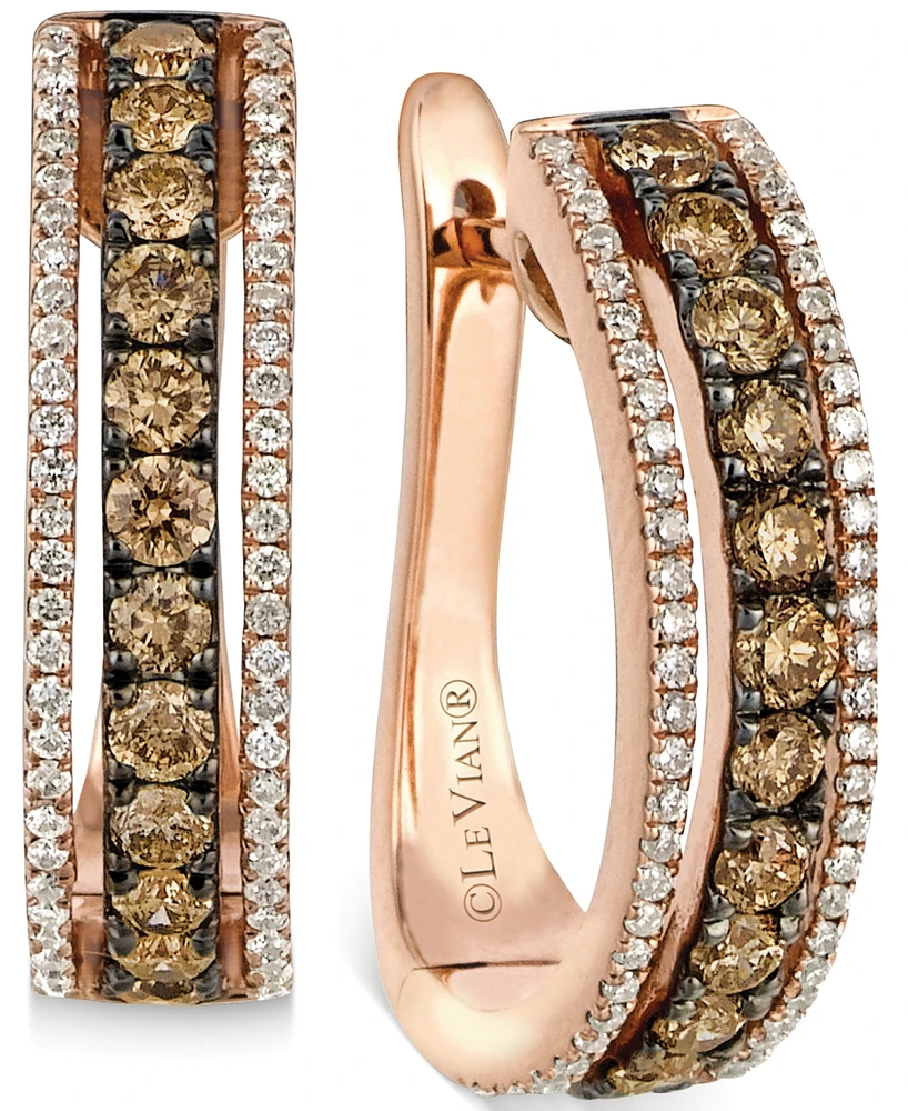 Le Vian Chocolate and White Diamond Hoop Earrings 14k Rose Gold (9/10 ct. t.w.)