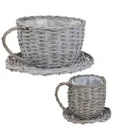 Willow Wicker Coffee Cup Indoor Planters - Gray - Set of 2