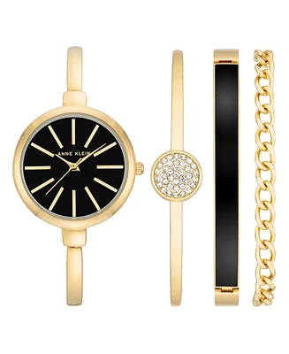 Anne Klein Women's Gold-Tone Alloy Bangle Watch 32mm and Bracelet Set