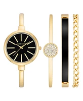 Anne Klein Women's Gold-Tone Alloy Bangle Watch 32mm and Bracelet Set