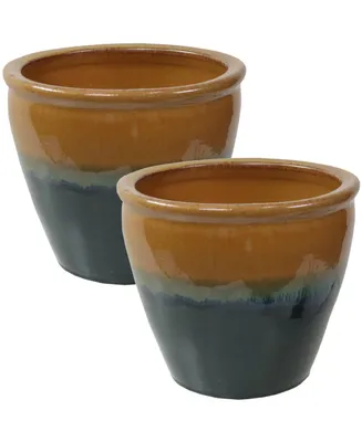 Chalet Outdoor/Indoor High-Fired Glazed Uv- and Frost-Resistant Ceramic Planters with Drainage Holes