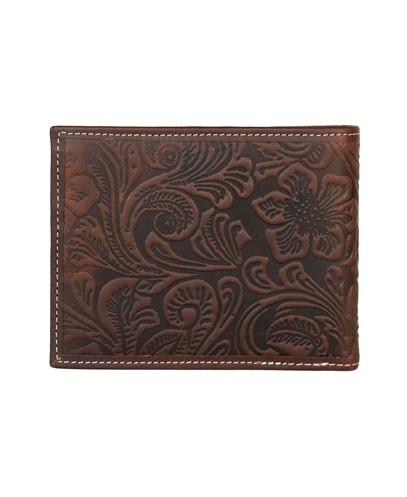 Lucky Brand Men's Western Embossed Leather Bifold Wallet