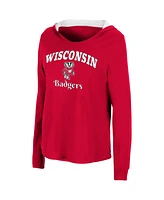 Women's Colosseum Red Wisconsin Badgers Catalina Hoodie Long Sleeve T-Shirt
