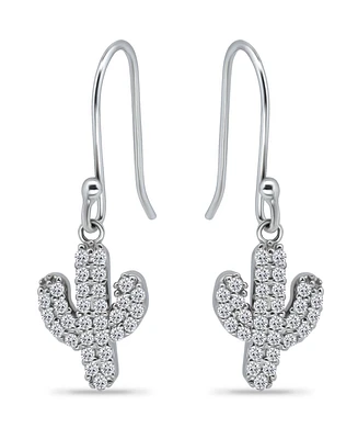 Giani Bernini Cubic Zirconia Pave Cactus Drop Earrings in Sterling Silver