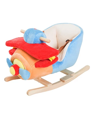 Qaba Baby Rocking Horse, Plush Rocker w/ Realistic Sound, Pedals