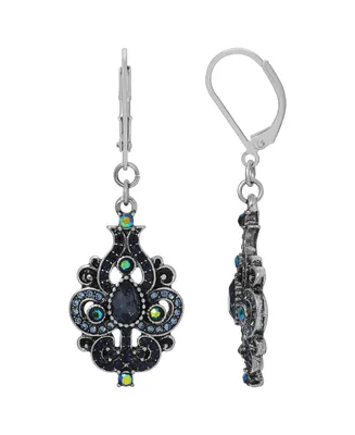 2028 Silver-Tone Blue Ab Glass Drop Earrings