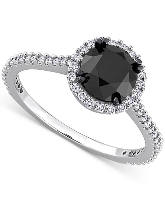 Black Diamond (1 ct. t.w.) & White (1/4 Halo Engagement Ring 14k Gold