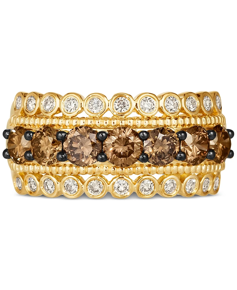 Le Vian Chocolate Diamond (1-1/4 ct. t.w.) & Nude (1/3 Multirow Ring 14k Gold (Also Available Rose or White Gold)