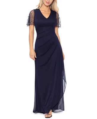 Xscape Petite Embellished V-Neck Fit & Flare Gown