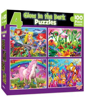 MasterPieces Kids Jigsaw Puzzle Set - Purple Glow 4-Pack 100 Pieces