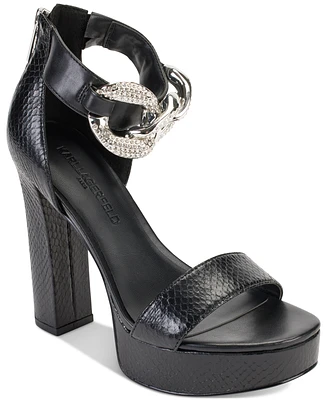 Karl Lagerfeld Paris Anisha Ankle Strap Embellished Platform Sandals